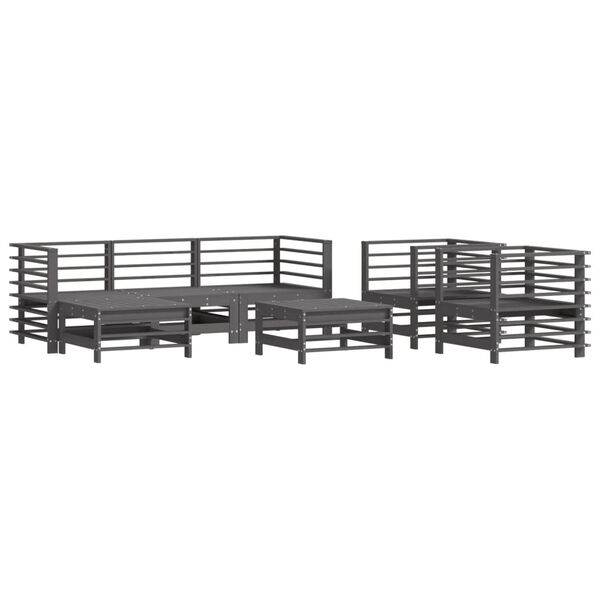 vidaXL Salon de jardin 7 pcs Gris Bois de pin massif