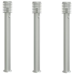 vidaXL Lampadaires d'ext&eacute;rieur avec capteurs 3 pcs acier inoxydable