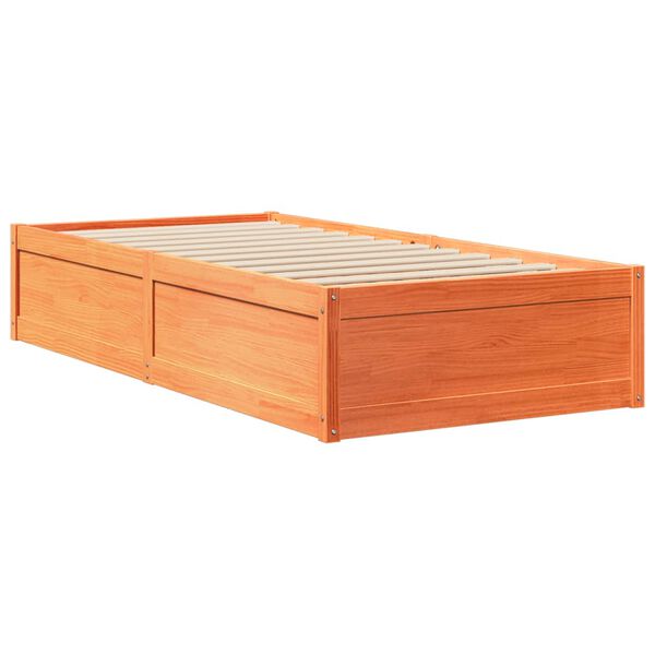 vidaXL Cadre de lit sans matelas cire marron 90x200 cm bois pin massif