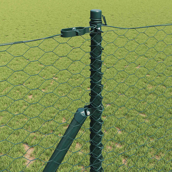 vidaXL Cl&ocirc;ture avec poteaux Vert 1 x 50 m Acier recouvert de PVC