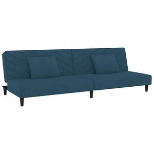 vidaXL Canap&eacute;-lit &agrave; 2 places avec deux oreillers bleu velours