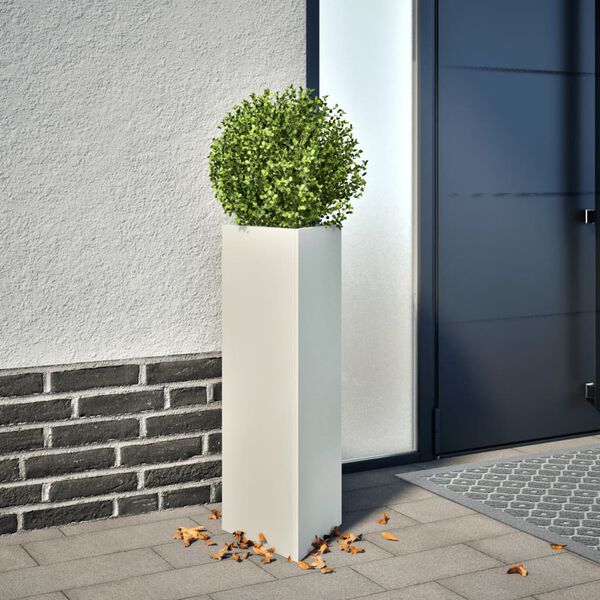 vidaXL Jardini&egrave;re blanc triangulaire 30x26x75 cm acier