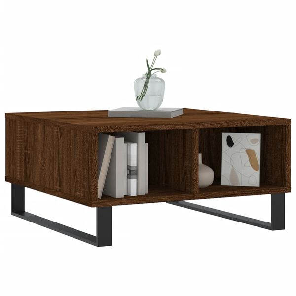 vidaXL Table basse ch&ecirc;ne marron 60x60x30 cm bois d'ing&eacute;nierie