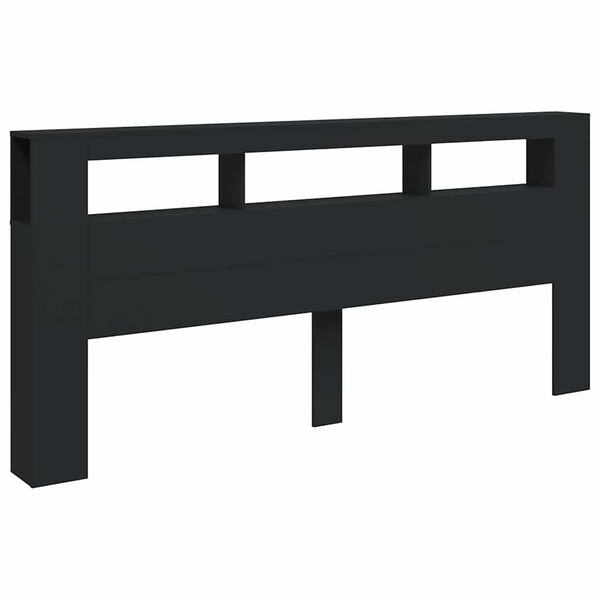 vidaXL T&ecirc;te de lit &agrave; LED noir 220x18,5x103,5 cm bois d'ing&eacute;nierie