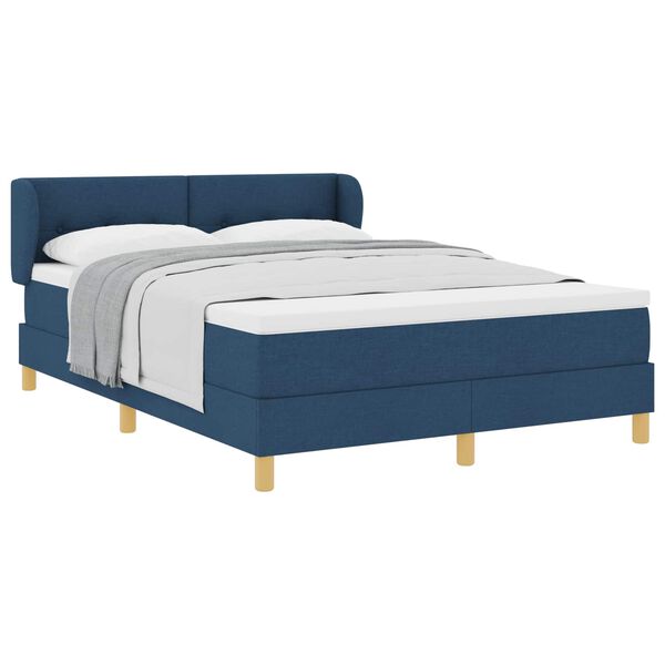 vidaXL Lit &agrave; ressorts avec matelas Bleu 140 x 190 cm tissu