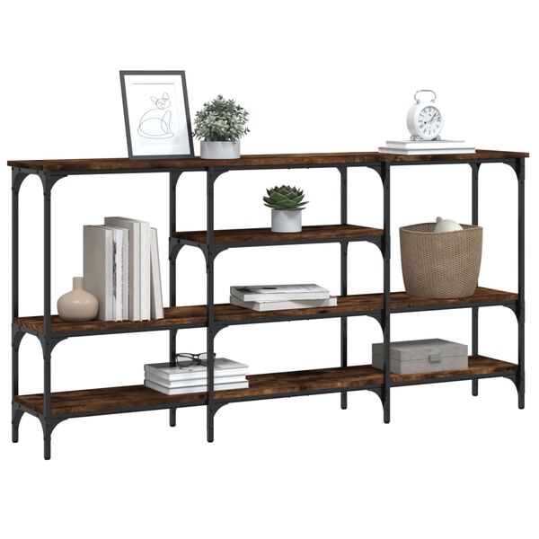 vidaXL Table console ch&ecirc;ne fum&eacute; 160x29x80 cm bois d'ing&eacute;nierie