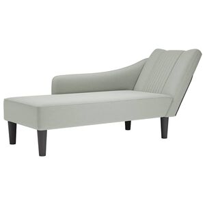 vidaXL Fauteuil long avec accoudoir droit gris clair velours