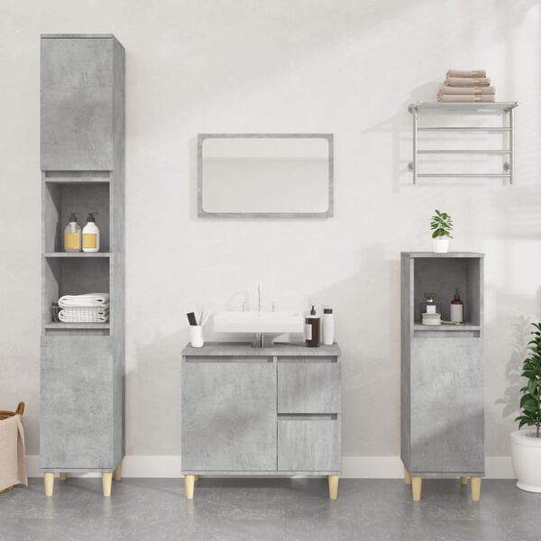 vidaXL Armoire de salle de bain gris b&eacute;ton 30x30x190 cm