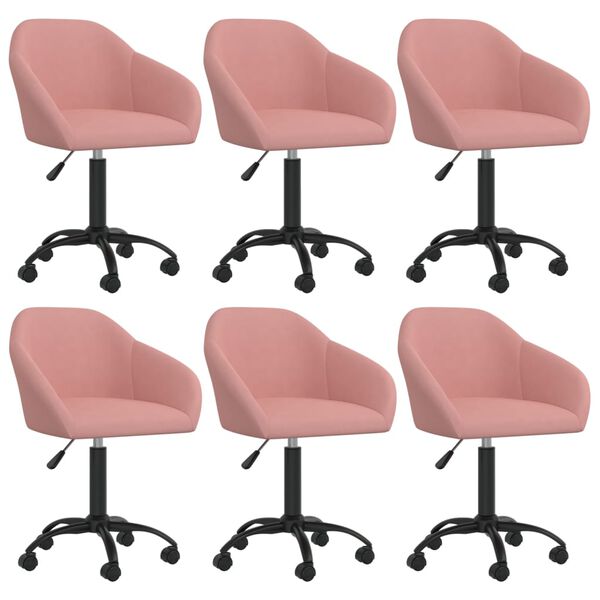 vidaXL Chaises pivotantes &agrave; manger lot de 6 rose velours