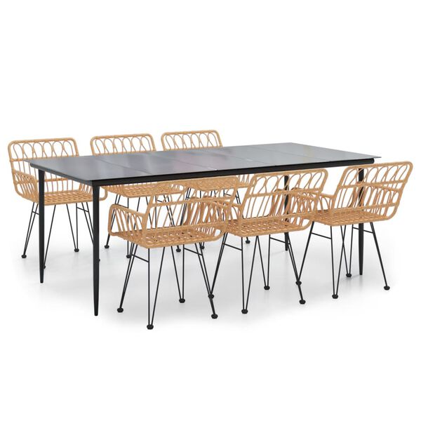 vidaXL Ensemble &agrave; manger de jardin 7 pcs R&eacute;sine tress&eacute;e