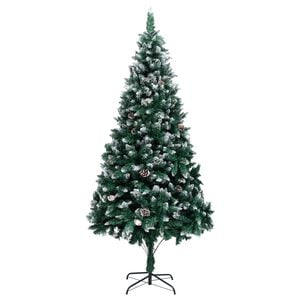 vidaXL Sapin de No&euml;l avec pommes de pin et neige blanche 210 cm
