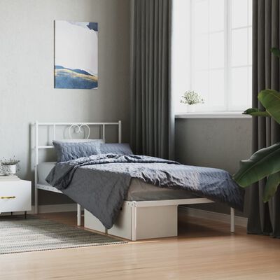 vidaXL Cadre de lit métal sans matelas et tête de lit blanc 100x190 cm