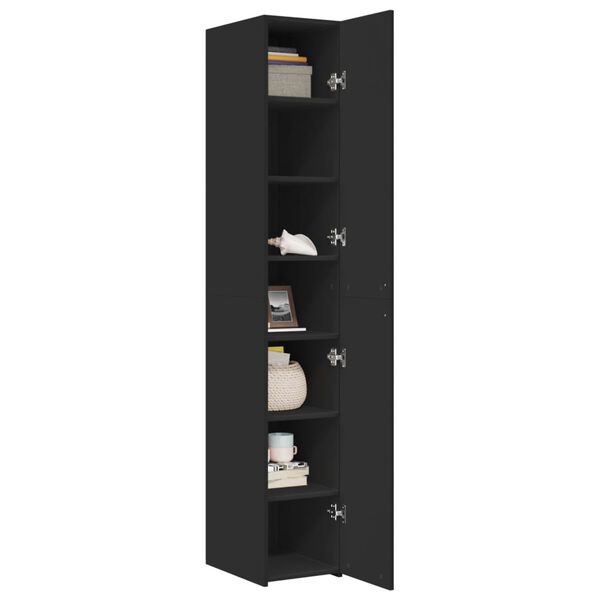 vidaXL Buffet haut noir 30x42,5x185 cm bois d'ing&eacute;nierie