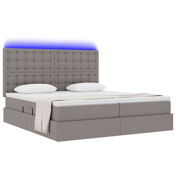 vidaXL Lit avec des lumi&egrave;res &agrave; LED Taupe 200 x 200 cm tissu