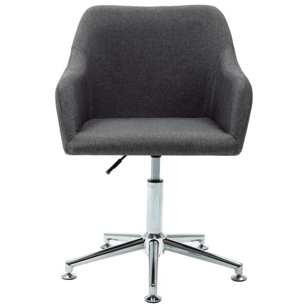 vidaXL Chaise pivotante &agrave; manger gris fonc&eacute; tissu