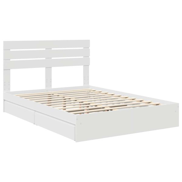 vidaXL Lit de Rangement Blanc 150 x 200 cm Bois d'ing&eacute;nierie