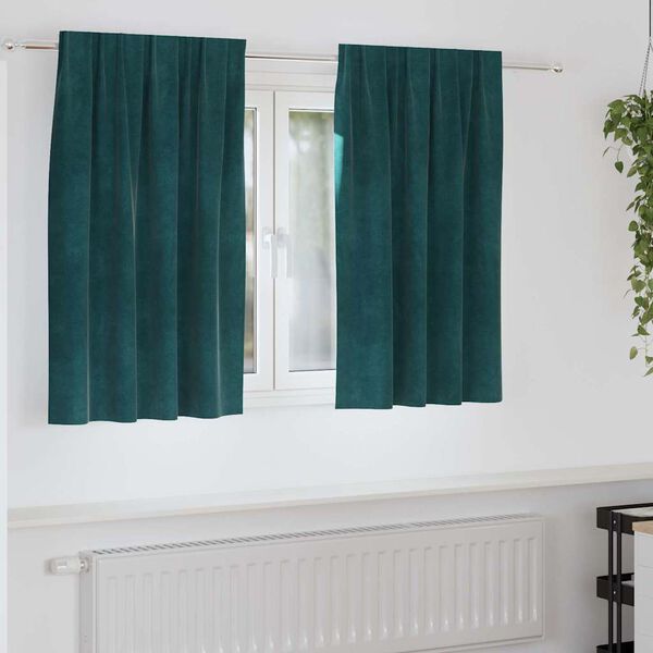 vidaXL Rideaux occultants 2 pcs Vert fonc&eacute; 140 x 140 cm Velours