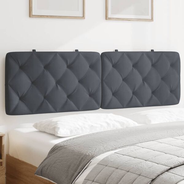 vidaXL Coussin de t&ecirc;te de lit gris fonc&eacute; 160 cm velours