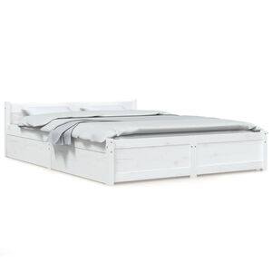vidaXL Cadre de lit sans matelas avec tiroirs blanc 160x200 cm