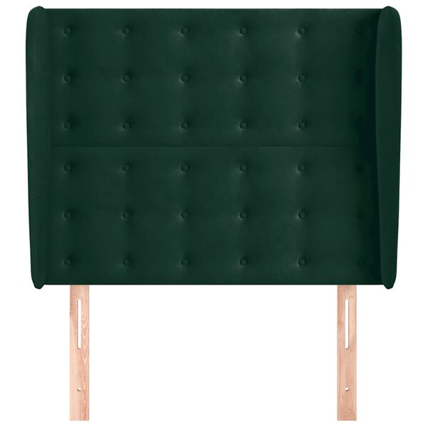 vidaXL T&ecirc;te de lit avec oreilles Vert fonc&eacute; 83x23x118/128 cm Velours