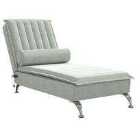 vidaXL Chaise longue de massage avec traversin gris clair velours