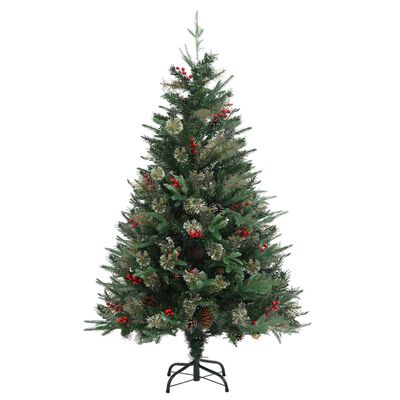 vidaXL Sapin de Noël avec pommes de pin Vert 120 cm PVC et PE