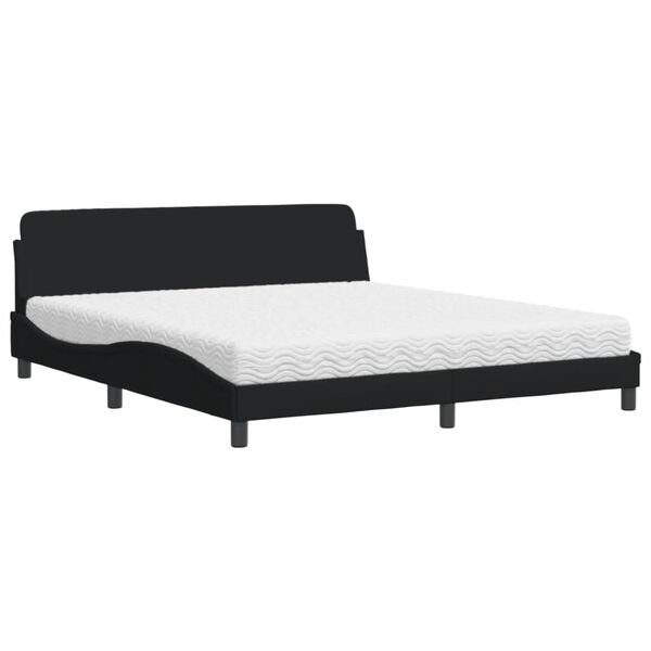vidaXL Lit avec matelas Dover noir 180x200 cm tissu