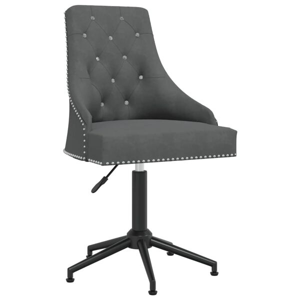 vidaXL Chaise pivotante de salle &agrave; manger Gris fonc&eacute; Velours