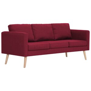 vidaXL Canap&eacute; &agrave; 3 places Tissu Rouge bordeaux