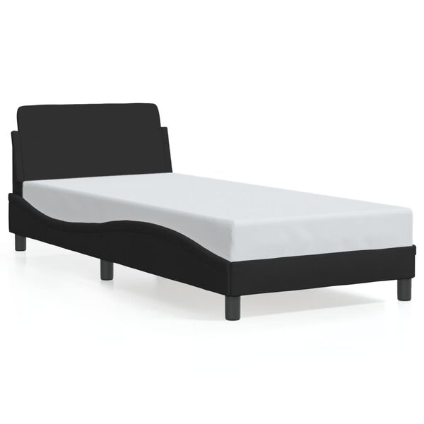 vidaXL Cadre de lit avec t&ecirc;te de lit Dover noir 90x200 cm tissu