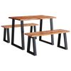 vidaXL Ensemble &agrave; manger 3 pcs avec bord vivant bois massif d'acacia
