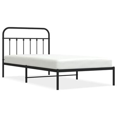 vidaXL Cadre de lit métal sans matelas avec tête de lit noir 100x200cm