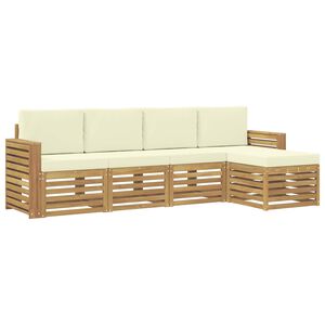 vidaXL Ensemble de canap&eacute;s d'ext&eacute;rieur 5 pc Blanc et cr&egrave;me Polyester
