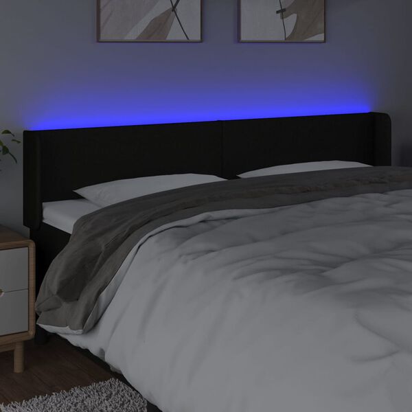 vidaXL T&ecirc;te de lit &agrave; LED Noir 203x16x78/88 cm Tissu