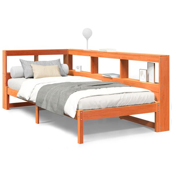 vidaXL Lit biblioth&egrave;que sans matelas cire marron 90x190 cm pin massif