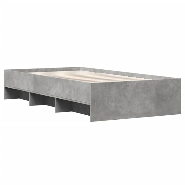 vidaXL Cadre de lit sans matelas gris b&eacute;ton 75x190cm bois d'ing&eacute;nierie
