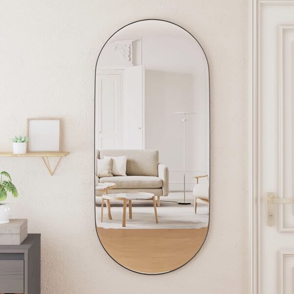 vidaXL Miroir mural Noir 45x100 cm Ovale