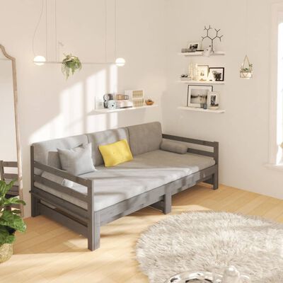 vidaXL Lit coulissant sans matelas gris 2x(90x190) cm