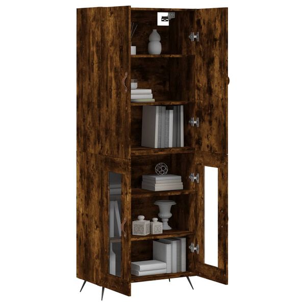 vidaXL Buffet haut Ch&ecirc;ne fum&eacute; 69,5x34x180 cm Bois d'ing&eacute;nierie