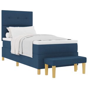vidaXL Lit &agrave; ressorts avec matelas Bleu 80 x 200 cm tissu