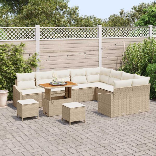 vidaXL Ensemble de canapé de jardin avec coussin 12 pcs Beige et crème