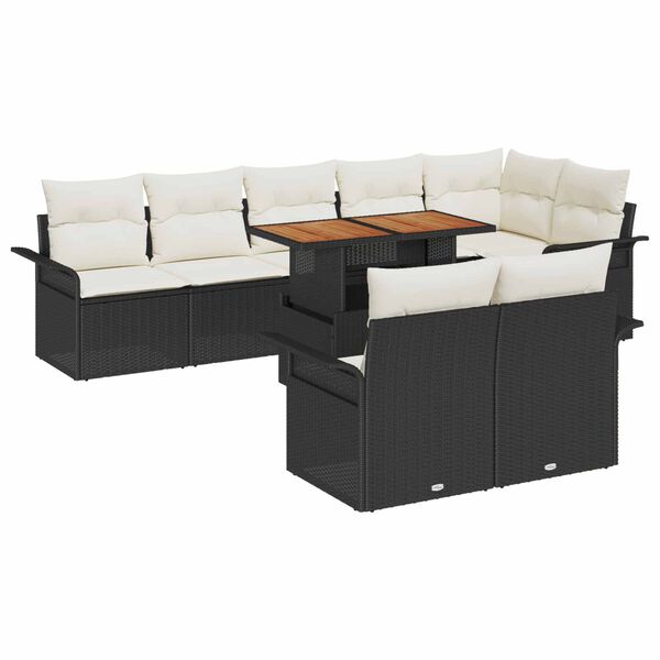 vidaXL Ensemble de canap&eacute; de jardin 9 pcs Noir Poly rotin