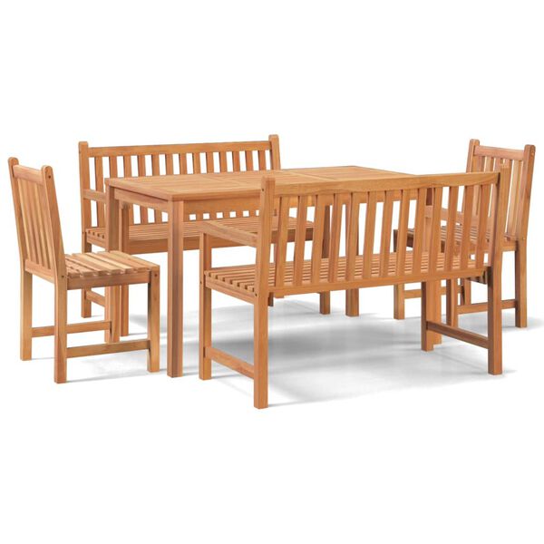 vidaXL Ensemble &agrave; manger de jardin 5pcs Bois de teck massif