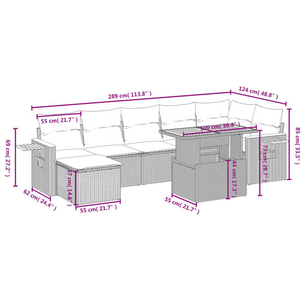 vidaXL Salon de jardin 8 pcs avec coussins gris r&eacute;sine tress&eacute;e