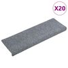 vidaXL Tapis d'escalier autocollants vidaXL, 20 pi&egrave;ces, 65 x 21 x 4 cm, gris clair, bord rectangulaire