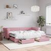 vidaXL Lit de jour avec gigogne et tiroirs sans matelas rose 80x200 cm