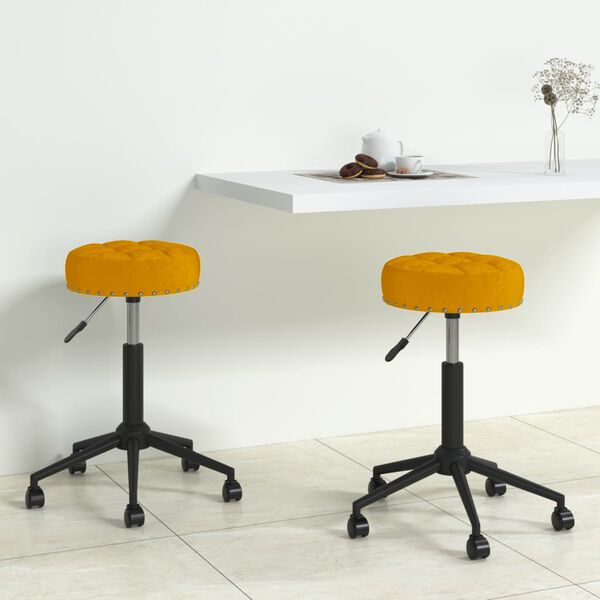 vidaXL Chaises pivotantes &agrave; manger lot de 2 jaune moutarde velours