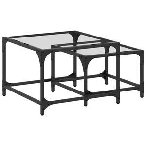 vidaXL Tables basses gigognes 2 pcs dessus en verre transparent acier