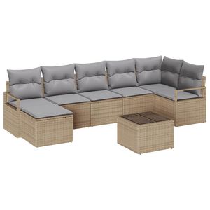 vidaXL Ensemble de Canap&eacute;s avec coussin 8 pcs Beige polyrotin