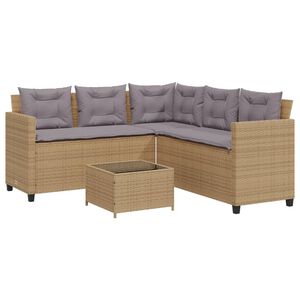 vidaXL Canap&eacute; de jardin avec table et coussins en forme de L beige